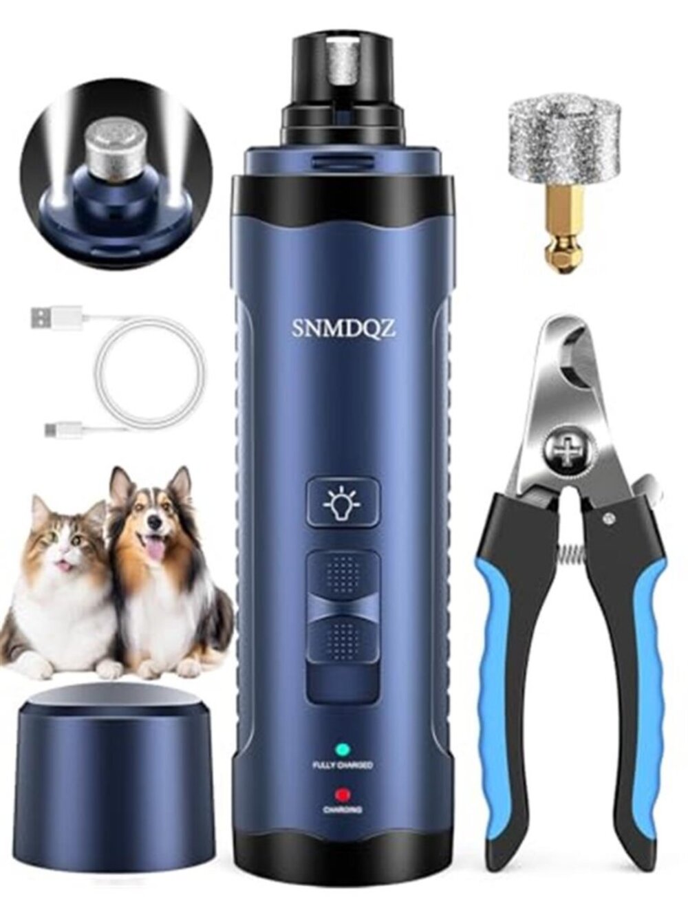 Dog Nail Grinder Dog Nail Trimmers and Clippers Kit with 2 LED Lights